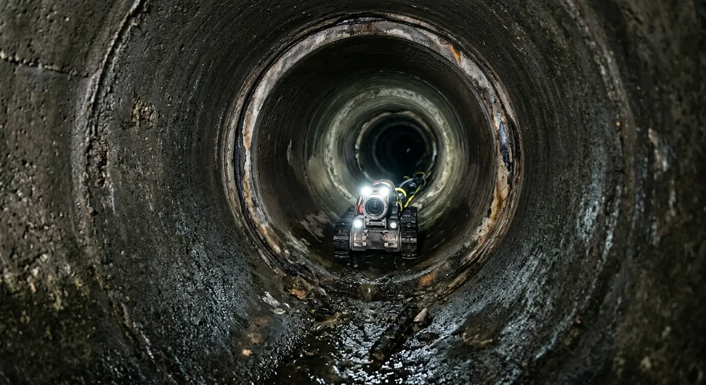 Robotic sewer camera inspecting pipe interior for Drain Snake Service in Oak Grove